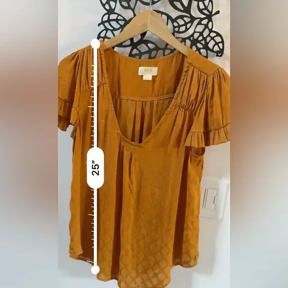 Anthropologie Maeve Hailey Flutter-Sleeve Top M - Picture 4 of 11